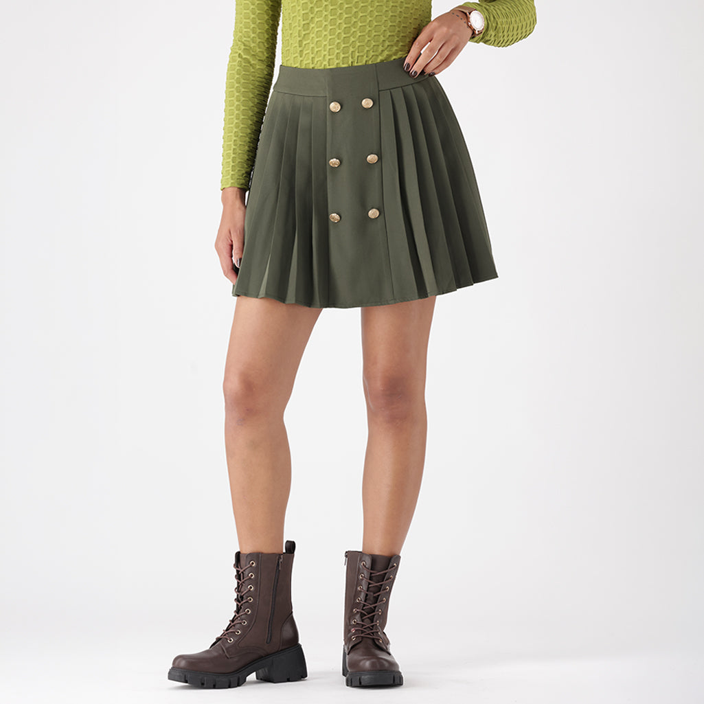 ZOEY BUTTON PLEAT MINI SKIRT – Dunns