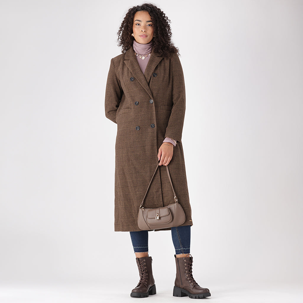 LISA CHECK MELTON COAT – Dunns