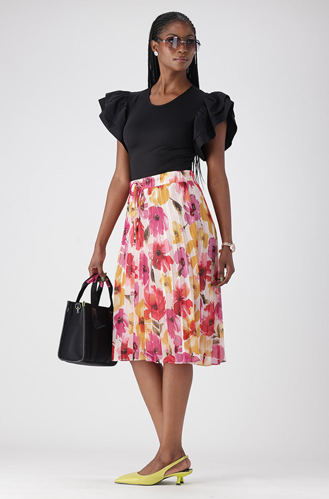 IRIS FLORAL PLEATED SKIRT – Dunns