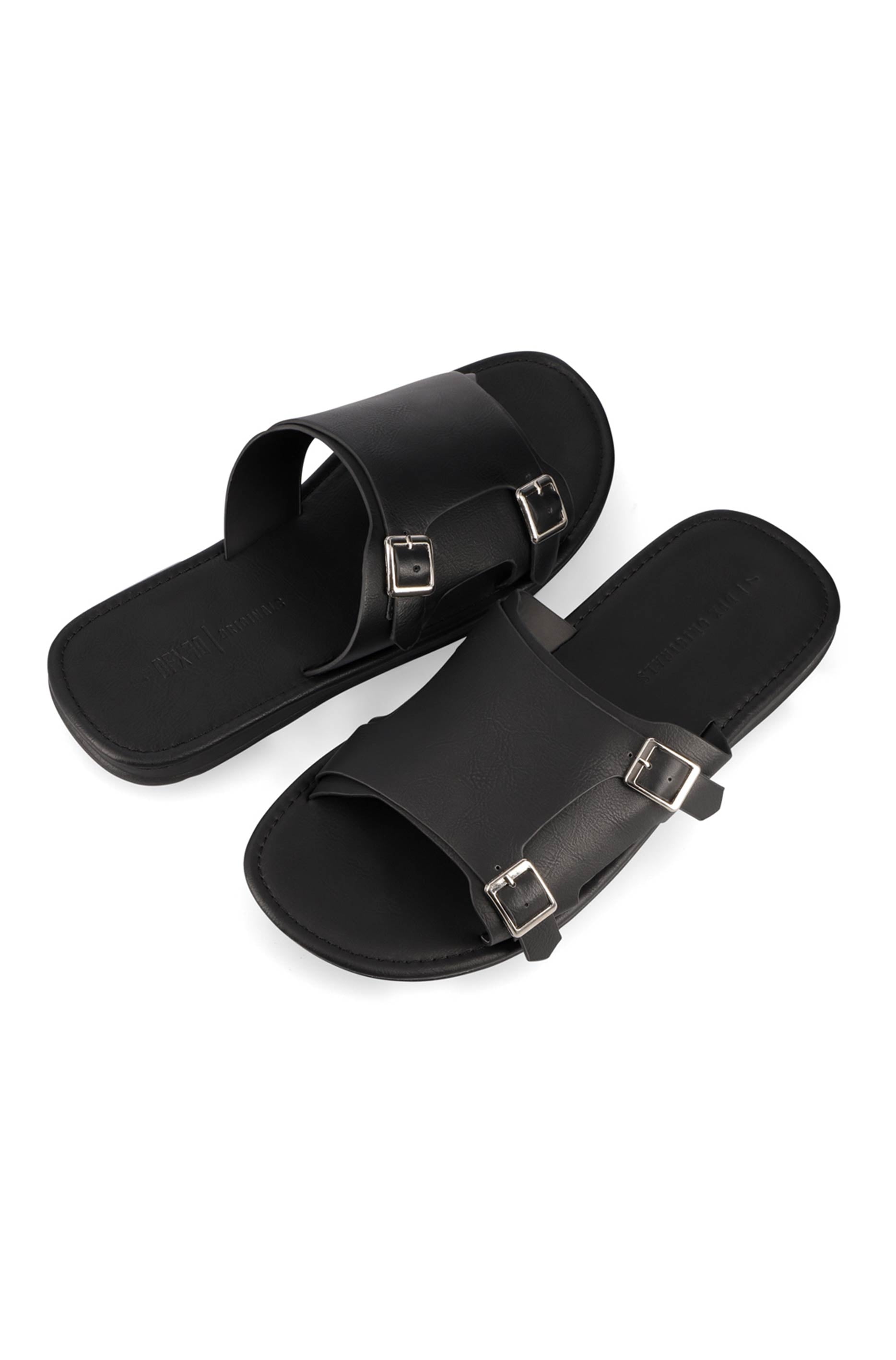 Dunns Clothing | Arlo Faux Leather Sandal _ 161545 _ Black | R259