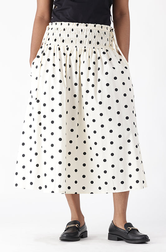 ARLOW SHIRRED MIDI SKIRT