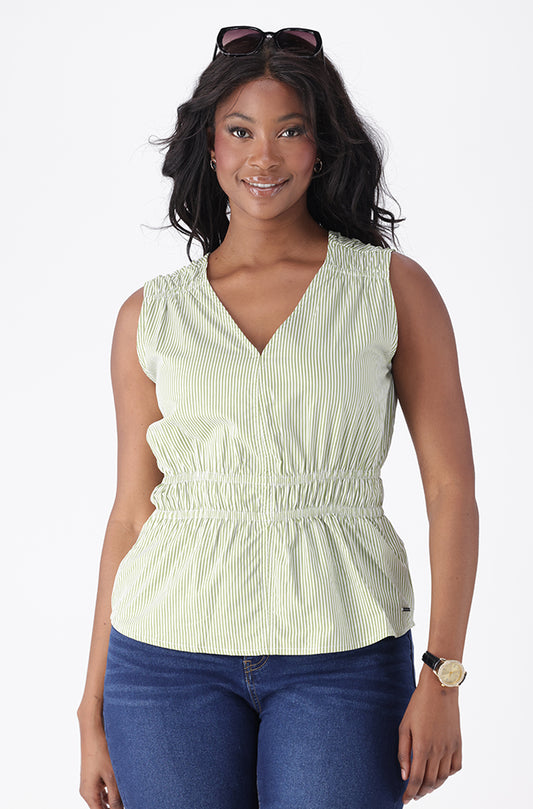 ZELIA STRIPE TIE BACK TOP