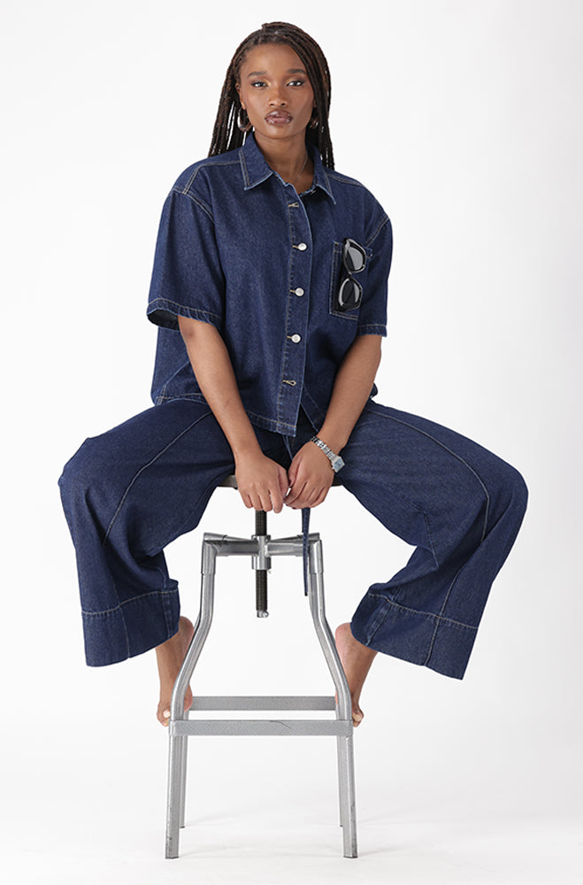 MARGAN DENIM PULL ON WIDE LEG