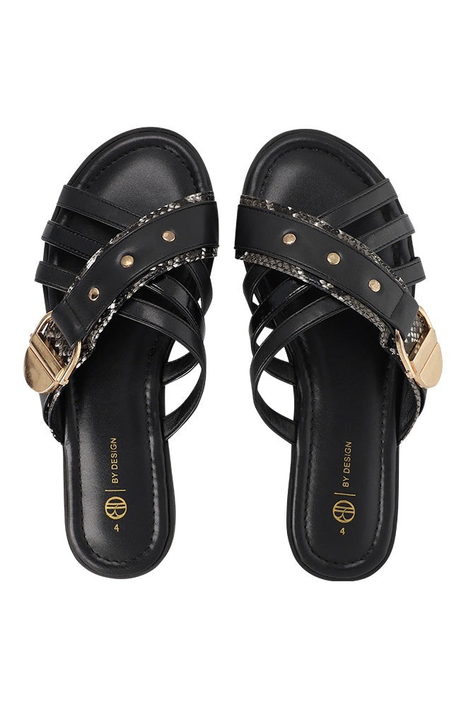 Morgan two-tone cross band buckle sandal – Dunns