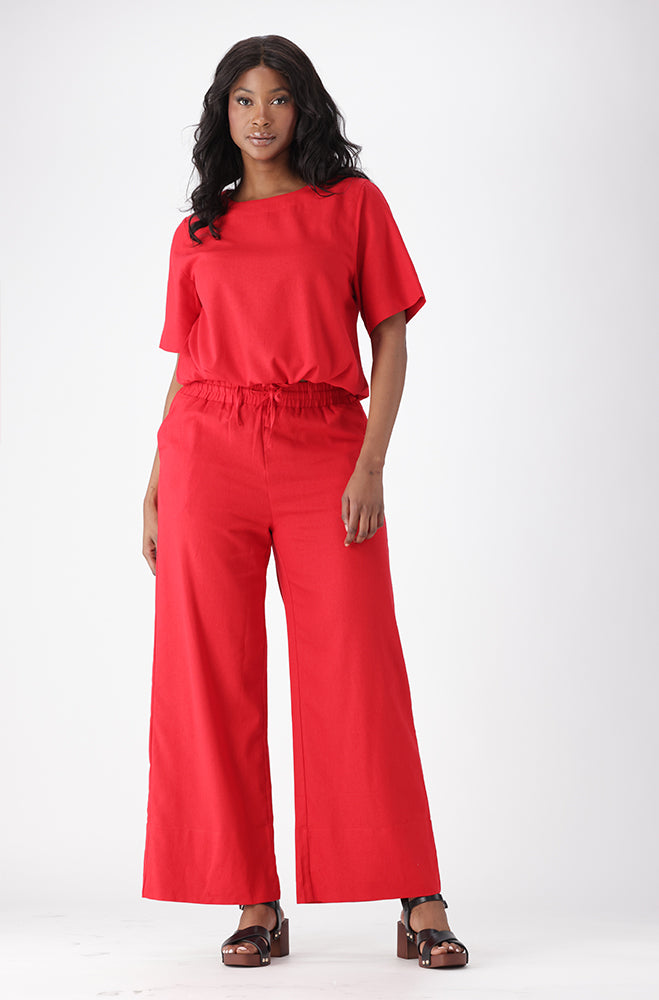 IVA LINEN BLEND DRAWCORD TOP