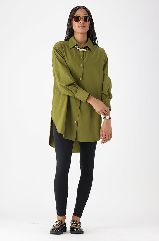 Ladies | Mia Boyfriend Shirt _ 162563 Green Shirts