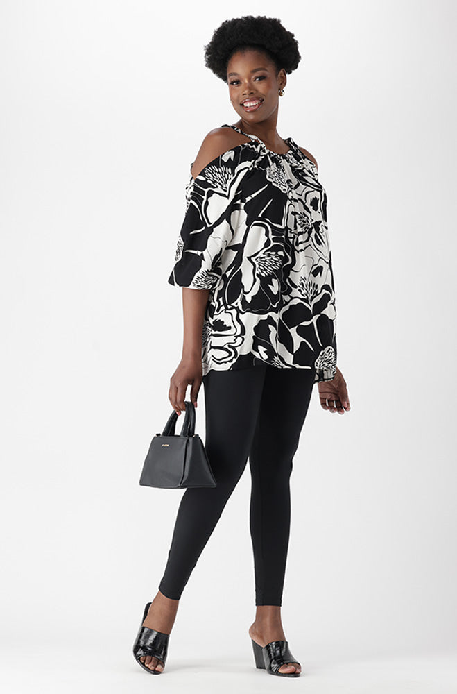 Dunns Clothing | Charlotte Cold Shoulder Top _ 168075 _ Multi | R199