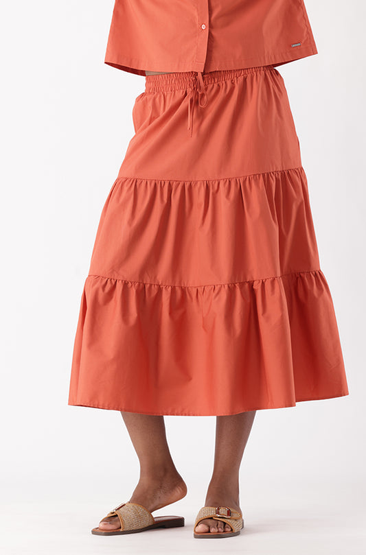 CYRA TIERED MIDI SKIRT