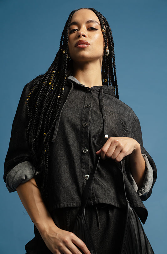 KAILANY DENIM PATCH POCKET HOODY