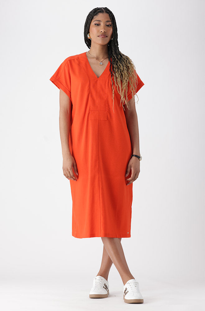 Ladies | Penelope Portofino Linen Blend Dress _ 163319 Orange Dresses