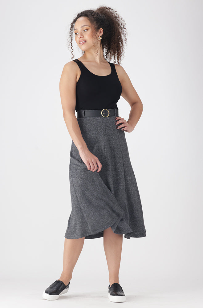 Ladies | Melissa Belted Fit and Flare Skirt _ 158577 Charcoal Mel Skirts