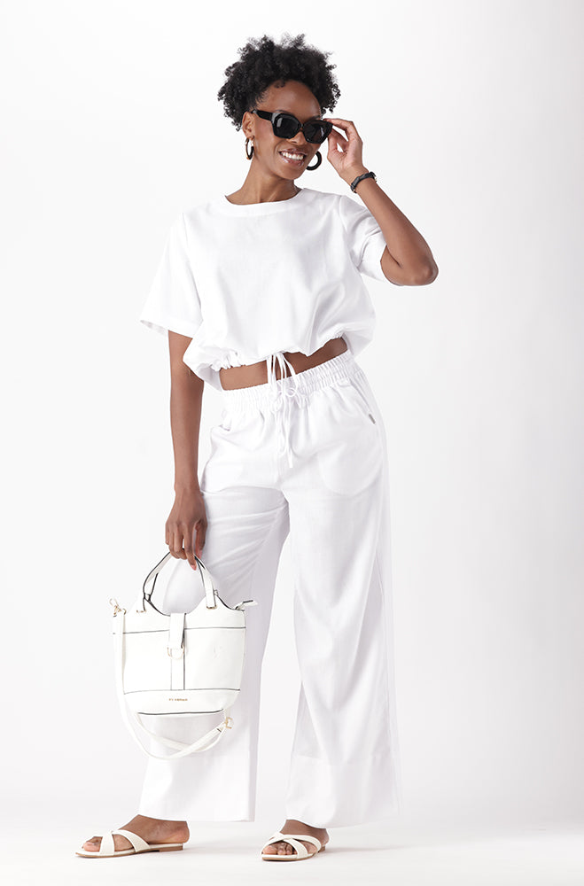 IVA LINEN BLEND DRAWCORD TOP