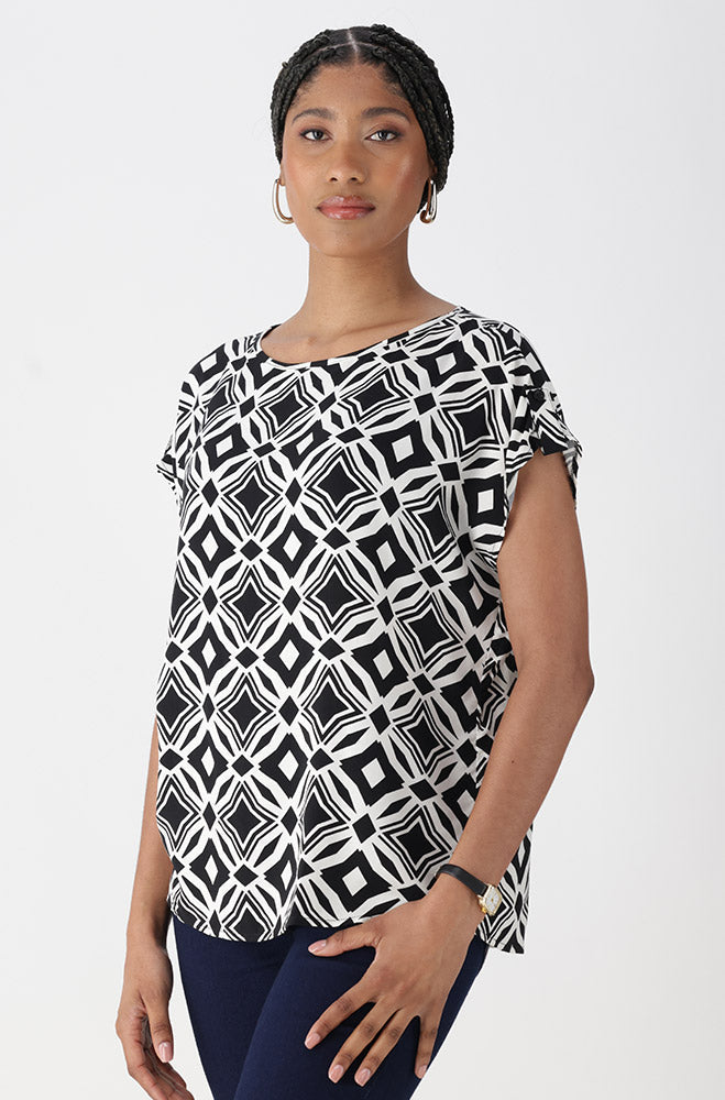 Ladies | Rose Boxy Top _ 162104 Natural Blouses