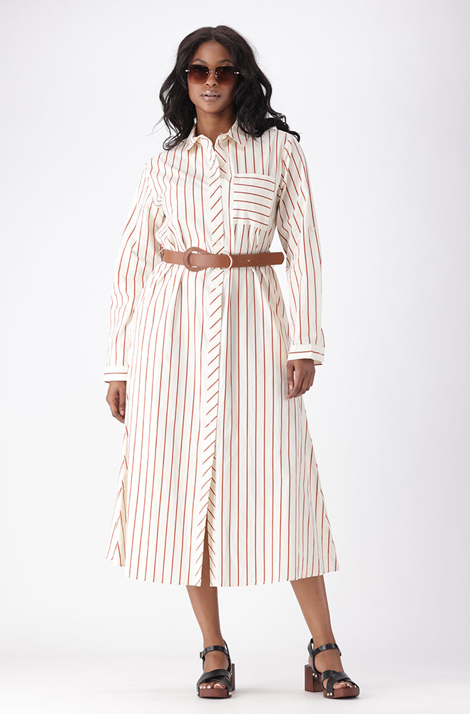 ARDENA STRIPE SHIRT DRESS