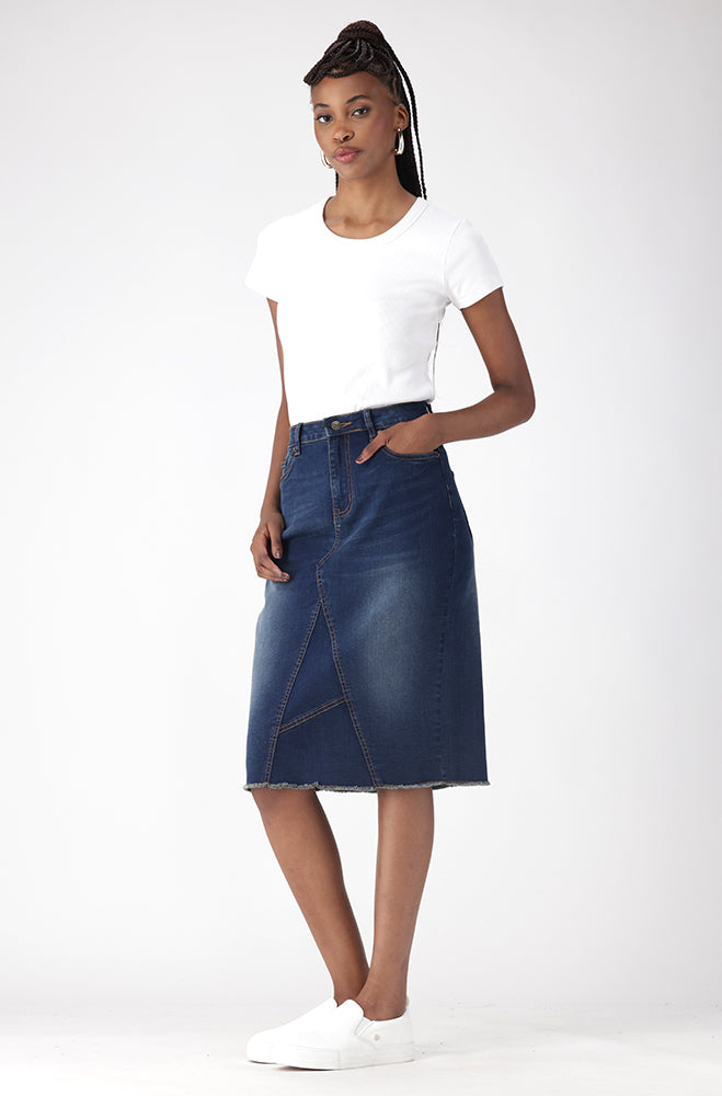 DIANE UNCLIPPED HEM  DENIM SKIRT
