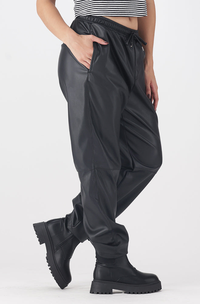 Ladies | Aria Pu Jogger _ 160743 Black Joggers