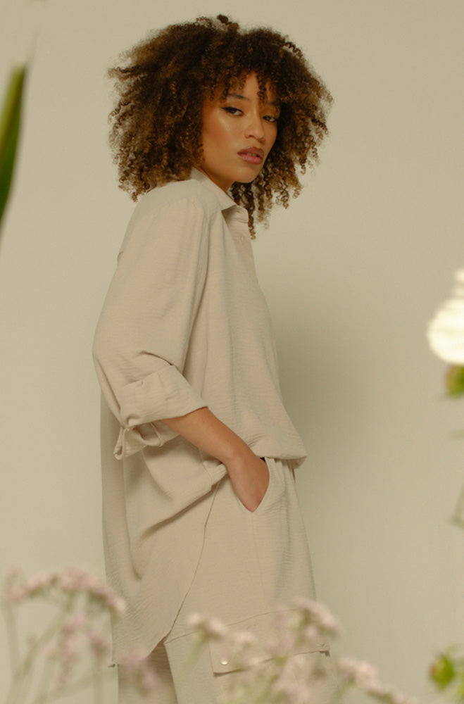 Victoria Pocket Shirt _ 162054 _ Taupe