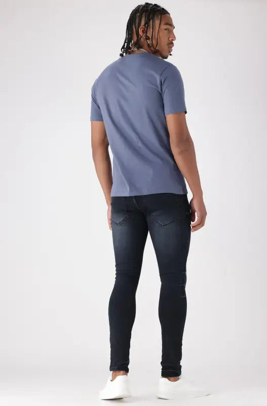 Men’s faded dark wash skinny jeans