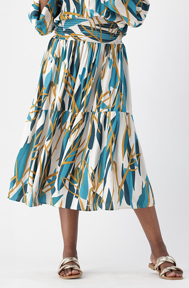 LINA TIERED SHIRRED WAIST SKIRT