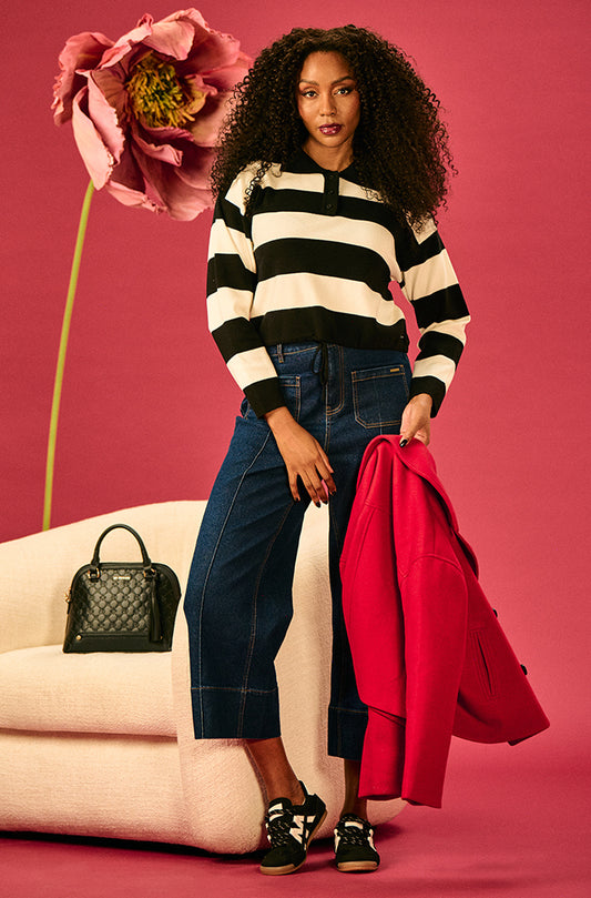 AMBER STRIPE DRAWCORD KNIT