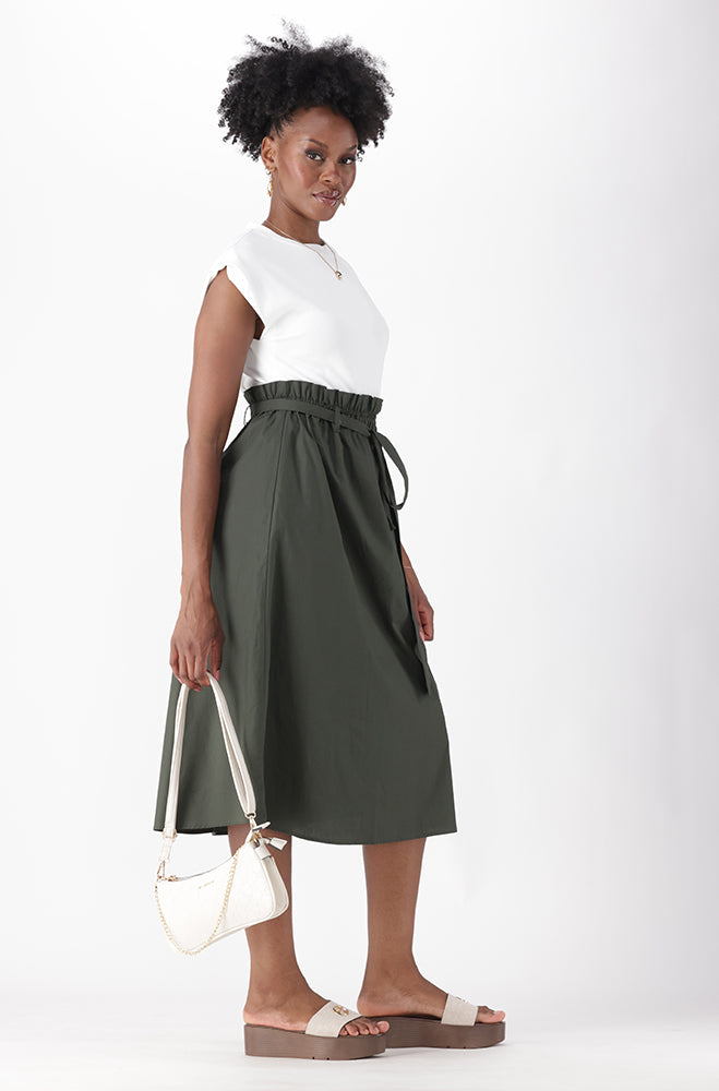 LUCIA BELTED COMBO DRESS