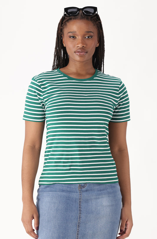 AIMEE CREW NECK STRIPE TEE