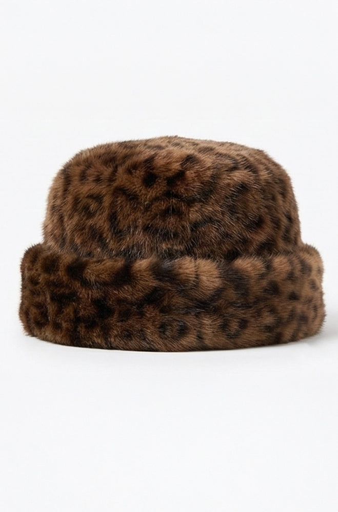 MIA LEOPARD PRINT FAUX FUR HAT – Dunns