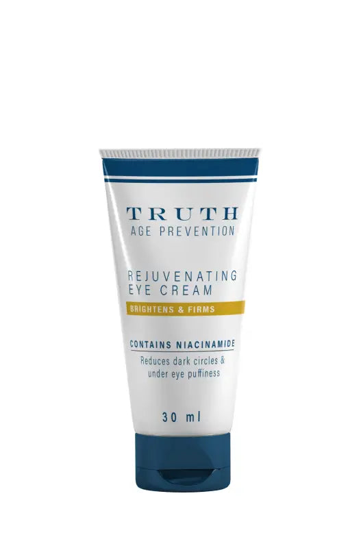 White tube of rejuvenating eye cream with a blue cap.