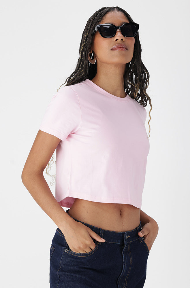 Ladies | Bella Crew Neck Fitted Crop Tee T-shirts