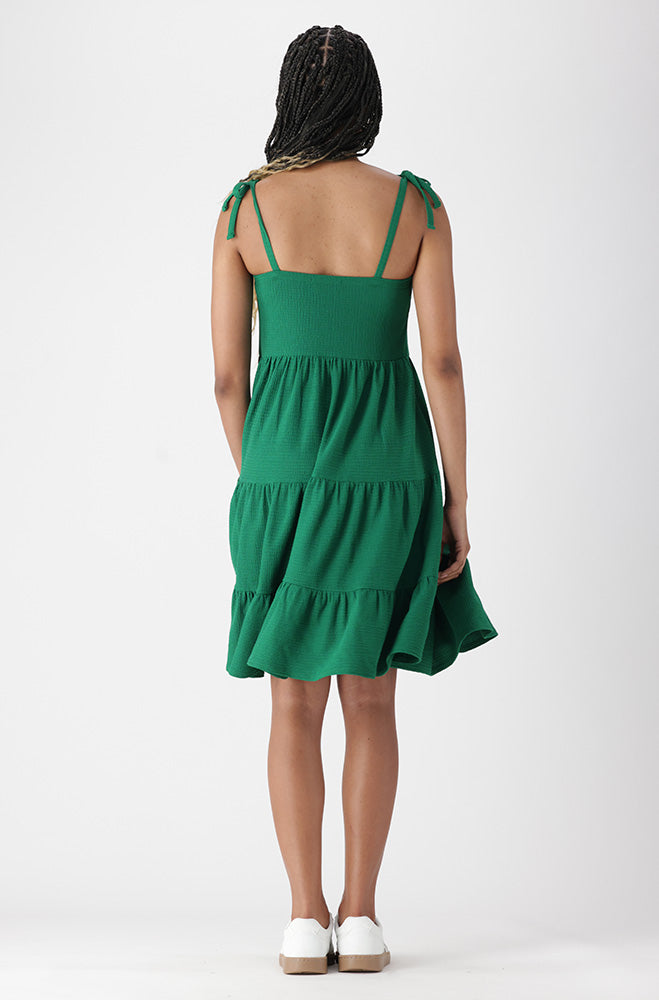 HARLOW TEXTURED SHOULDER TIE DRESS