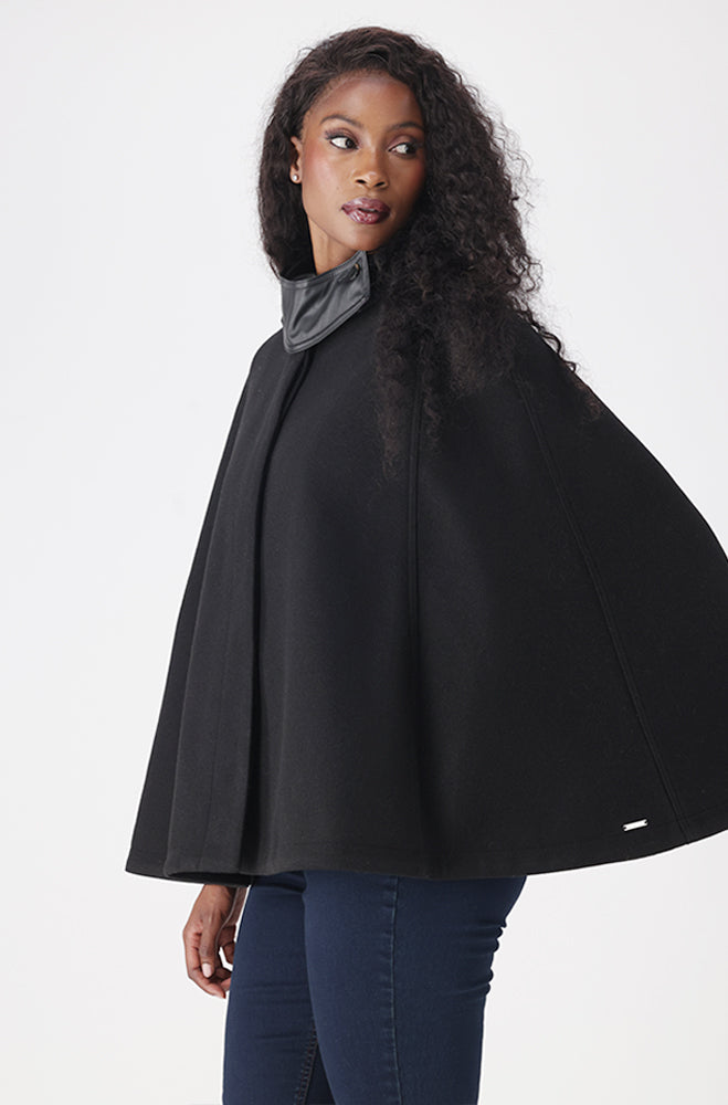 BRIAR MELTON PU CAPE JACKET