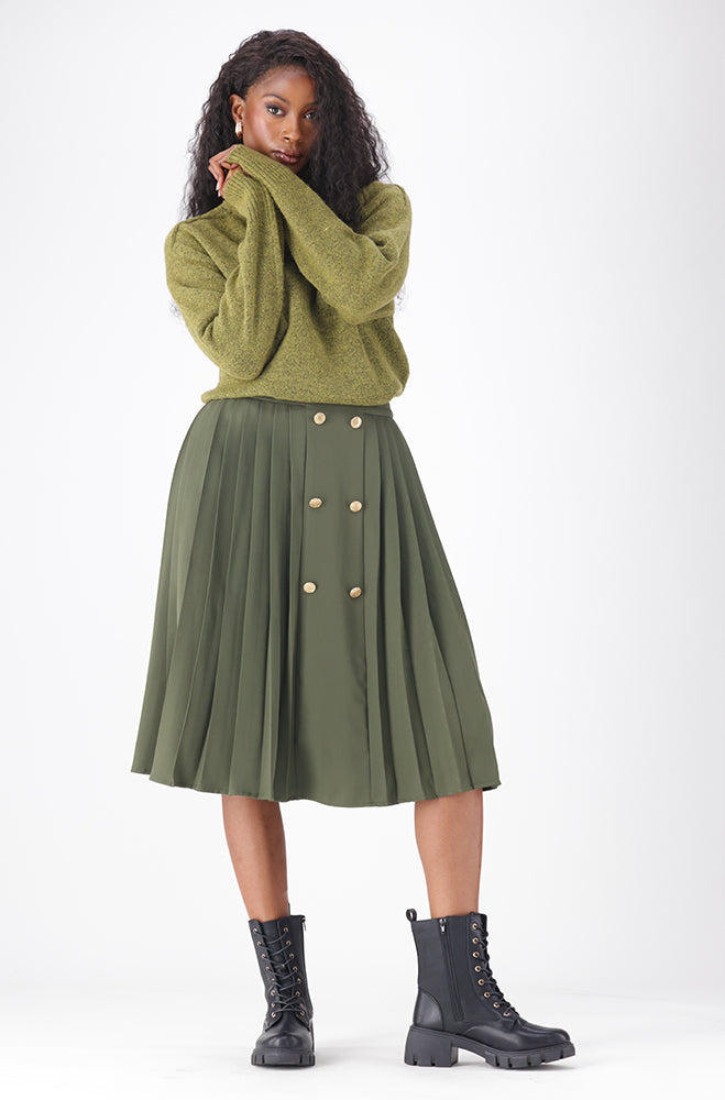 ZOEY BUTTON PLEAT SKIRT