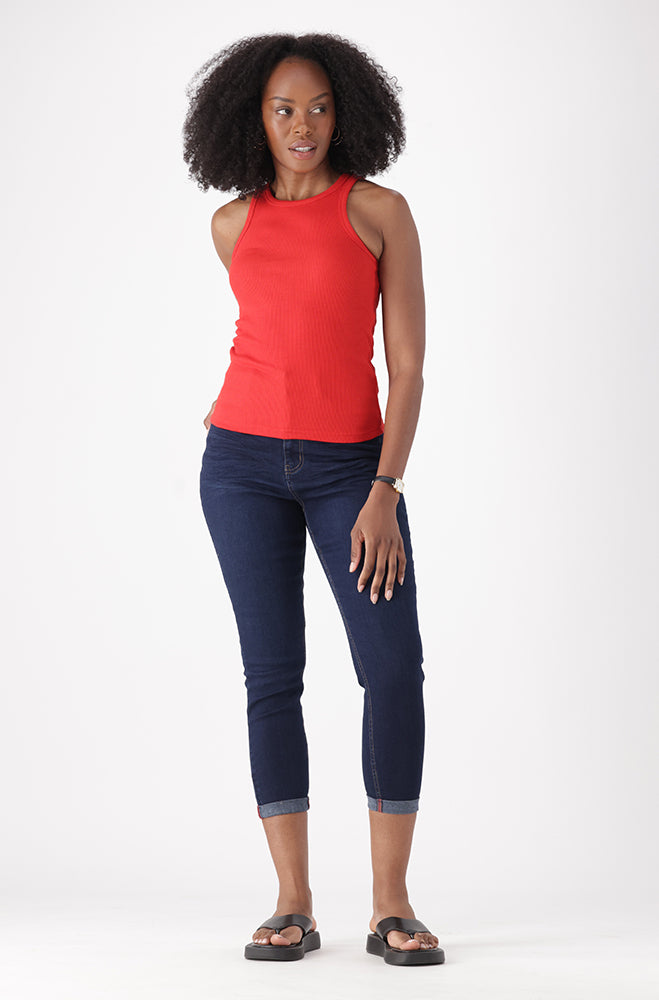AILANY DENIM HIGH RISE SKINNY TURN UP