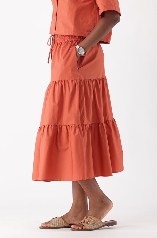 CYRA TIERED MIDI SKIRT