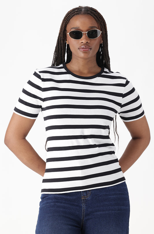 AIMEE CREW NECK STRIPE TEE