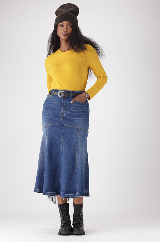 AZELIE DENIM FLARE SKIRT