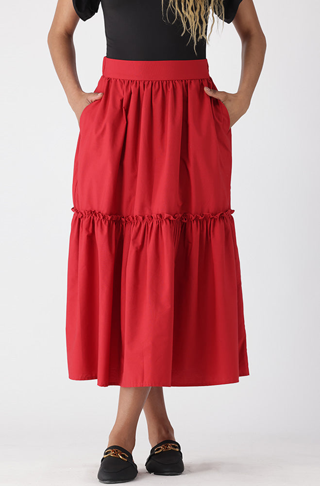 Ladies | Nyla Tiered Poplin Skirt Skirts