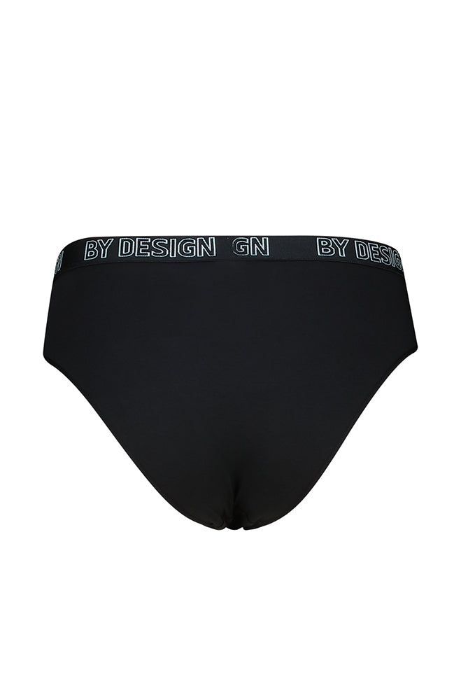 Underwear | by Design Branded Elastic Hipster Black Briefs