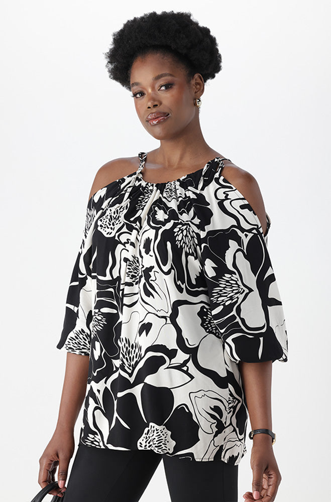 Ladies | Charlotte Cold Shoulder Top _ 168075 Multi Clothing Tops