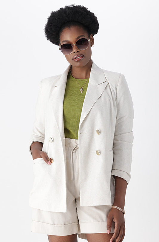 BREA LINEN BLEND BLAZER _ 164624 _ Natural