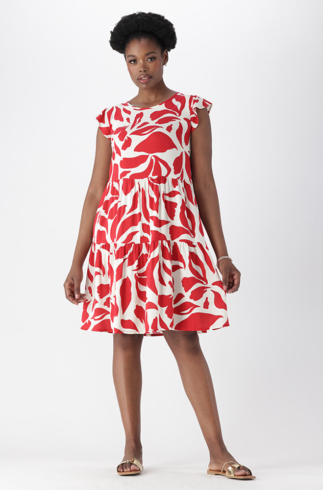 CARLA FLUTTER SLEEVE DRESS