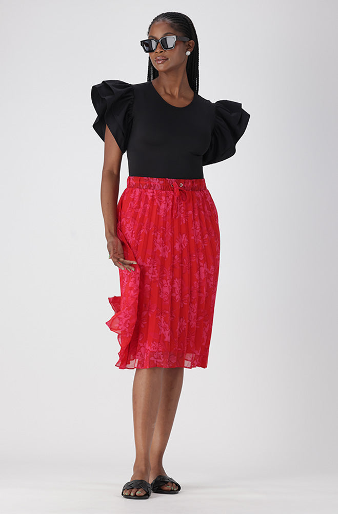 IRIS FLORAL PLEATED SKIRT