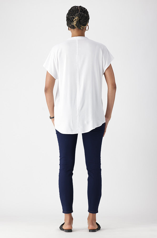 Ladies | Edith Portofino Hi Low Hem Top _ 162114 White Blouses