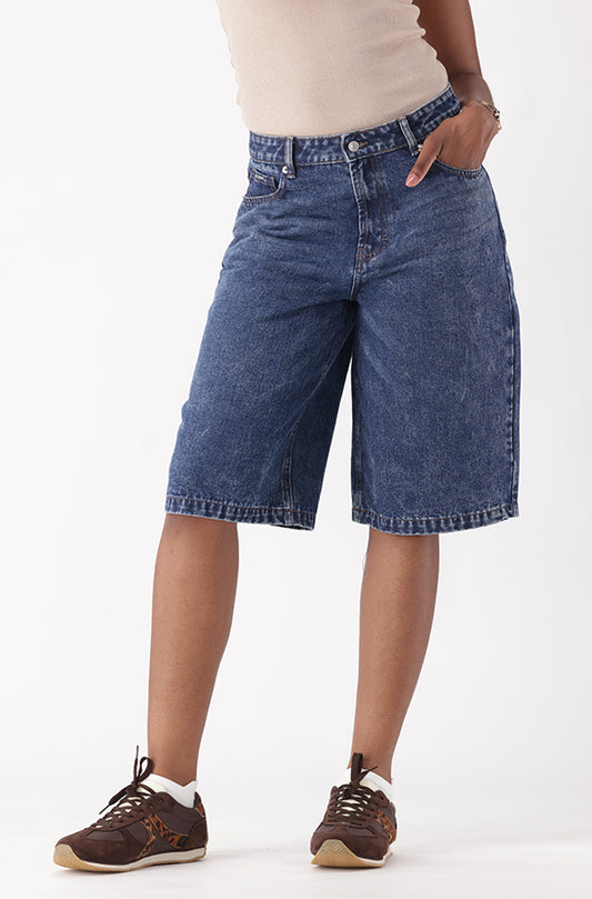 KAYA DENIM HIGH RISE BERMUDA SHORTS
