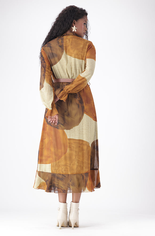 ZIVA BELTED FRILL DRESS
