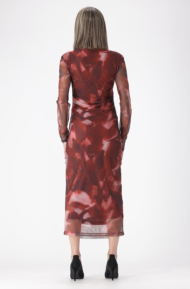 JULES PRINTED BODYCON MESH DRESS