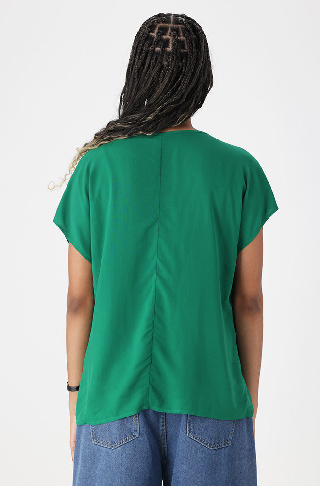 Ladies | Edith Tie Detail Top _ 162098 Green Blouses