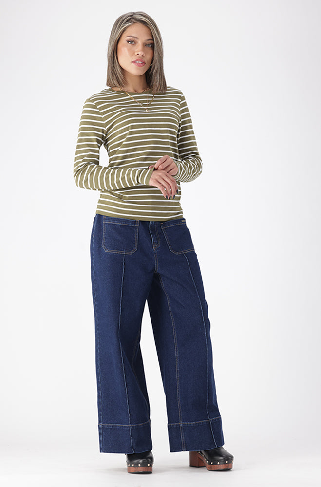 CLEO STRIPE CREW NECK TEE