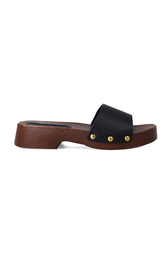 Carmen wood look mule