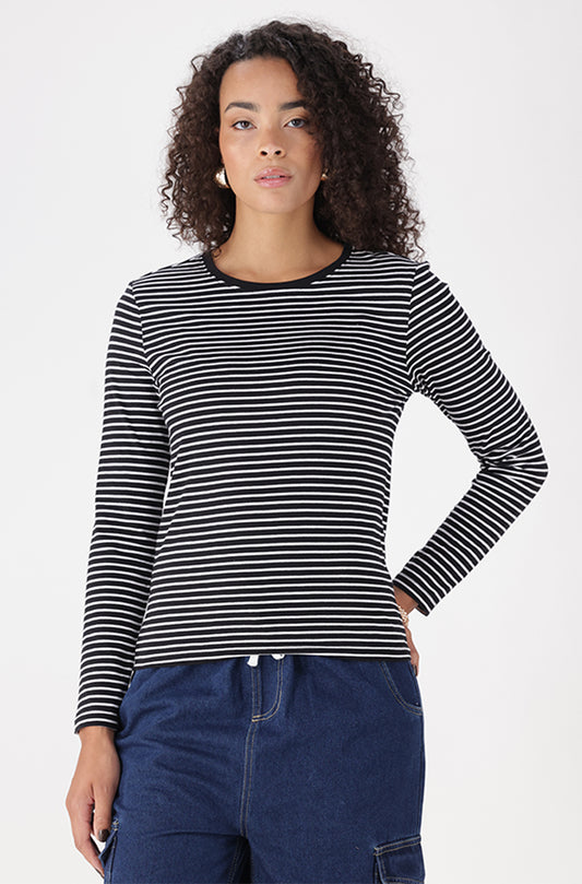 CLEO STRIPE CREW NECK TEE